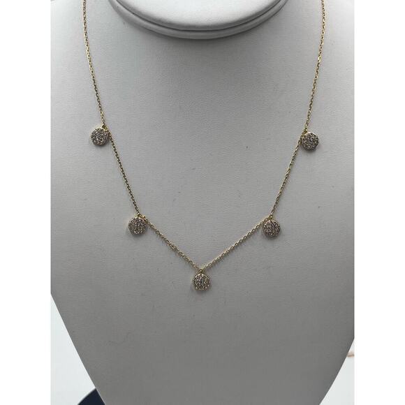 Cubic Zirconia Sterling Silver Vermeil Cluster Disc Dangle Statement Necklace - Picture 3 of 15